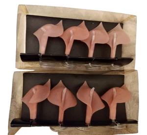 8 Vintage Calla Lily Napkin Rings Set  Lucite PINK  excellent unused - Picture 1 of 4