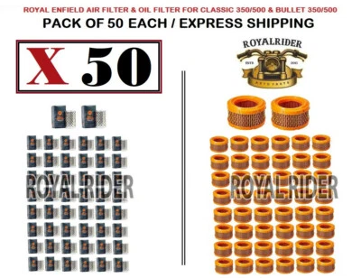 适用于 Royal Enfield Bullet & Classic 350/500 滤油器和空气过滤器 50 件 每件 — 第 1/4 张图片