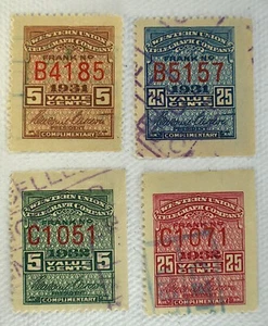 US SCOTT #16T79-16T82 WESTERN UNION TELEGRAPH FRANK COMPLIMENTARY, 1931-1932 - Picture 1 of 2