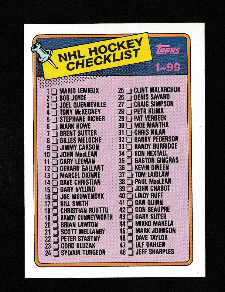 1988 Topps Hockey card singles pick what you need 74 thru 144 - Image 1 of 1