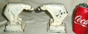 ANTIQUE RONSON USA ARCTIC SEA ICE ART DECO WHITE POLAR BEAR CUB STATUE BOOKENDS - Picture 1 of 14