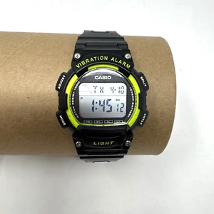Casio Digitaluhr Herren Schwarz Neon Gelb Alarm 3446 W-736H Funktioniert - Bild 1 von 10