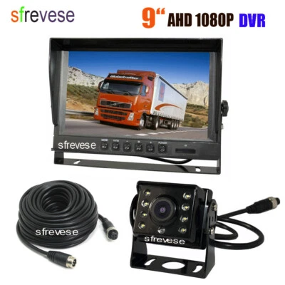 9" IPS Split SD DVR 2CH Monitor+ 4Pin AHD 1080P Car Rear View Backup Camera Kit - Image 1 of 4