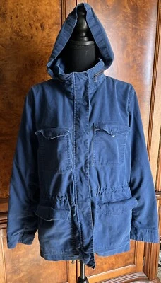 Lands End Women's Chore Jacket Hooded XLP (18) Blue Utility Barn NO LINER - Image 1 of 3