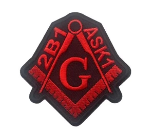 2B1 Ask1 Masonic Red Black 3 inch Square and Compass Patch IV4593 F6D4S - Picture 1 of 1