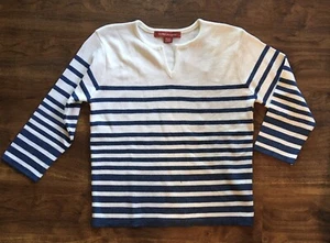 Gloria Vanderbilt Sweater Blue Striped Nautical VINTAGE Y2K NEW Acrylic Nylon - Picture 1 of 4
