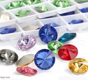 Estrás de vidrio de cristal K9 de alta calidad cuentas facetadas de color Rivoli joyas - Imagen 1 de 25