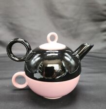 1980 Mayteo Thun for Arzberg style  Black and Pink Tea for one Tom/Jerry Handles
