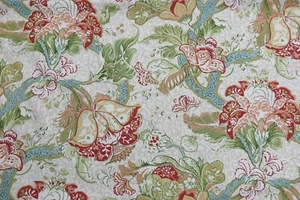 SCHUMACHER/GREEF CURTAIN FABRIC DESIGN Ariella Jacobean 3 METRE ECRU 100% LINEN - Picture 1 of 7