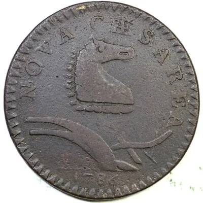 Moneda de cobre colonial de Nueva Jersey 1786 M 24-P R-2 Foto 1 de 2