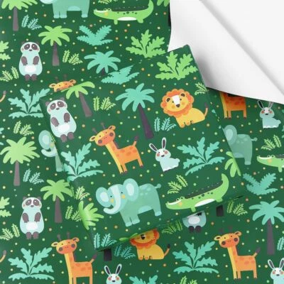 儿童生日包装纸女孩男孩绿色森林动物设计礼物... — 第 1/4 张图片