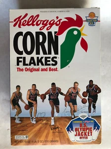 1992 Olympia Basketball Dream Team Kellogs Corn Flakes Müslischachtel Malone, Vogel - Bild 1 von 5