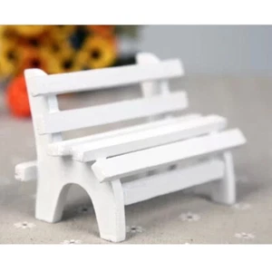 Handgefertigte Holzbank Mini-Gartenbank Weiße Veranda-Stuhl-Figur Reisen - Bild 1 von 12