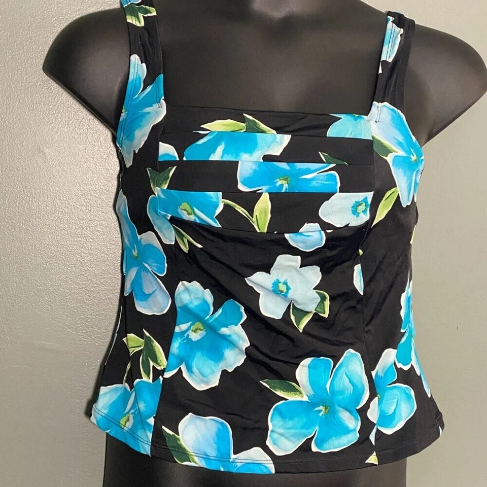 Studio Works Floral Tropical Tankini Size 10 Swim suit Top Only Excellent! - Image 1 of 4