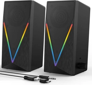 Parlantes Bocinas RGB Altavoces PC Laptop Bajos USB Luz LED Auriculares Juegos - Imagen 1 de 7