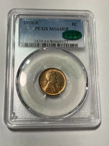 1910 S Lincoln Wheat Cent PCGS MS64RB CAC - Picture 1 of 3