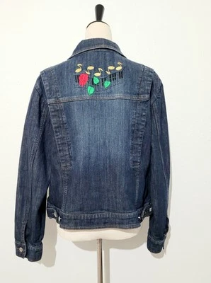 Chaqueta vaquera para mujer FDJ French Dressing bordada rosas y notas musicales talla XL Foto 1 de 4