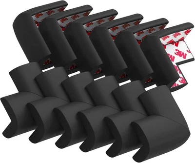 12 Pack Baby Proof Corner Protectors Soft Foam Edge Guards Safety Black - Image 1 of 4