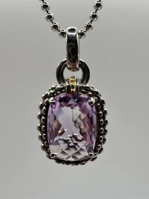Colar de ametista Phillip Gavriel prata esterlina e ouro 18k corte almofada - Imagem 1 de 4