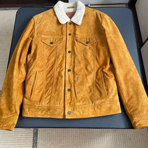 Levi's Suede Sherpa Lined 3rd Type Trucker Jacket Camel Brown Size M - Picture 1 of 24
