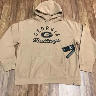 PARA HOMBRES 2XL NUEVO '47 Marca Georgia Bulldogs Polvo Caqui Tinte Pesado Sudadera con Capucha Foto 1 de 4