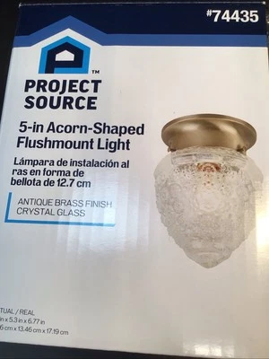 5” Acorn-Shaped Flushmount Light, Antique Brass Finish, Crystal Glass #74435 - Image 1 of 4