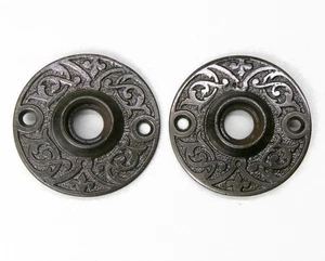 Pair Antique Victorian Eastlake Escutcheon Rosettes Door Plates Backplates - Picture 1 of 2