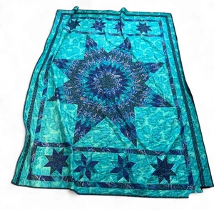 HERMOSO 72"x86" Hecho a Mano Calidad Púrpura Azul Teal Estrella Edredón Diseño Patchwork - Imagen 1 de 10