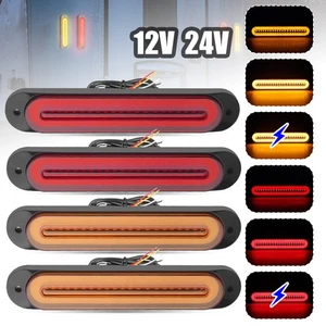 9" Oval Red/Amber 68 LED Truck Trailer Stop Turn Tail Brake Lights DRL Strip ATV - Picture 1 of 18