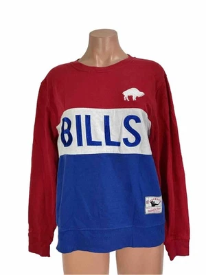 Buffalo Bills Sweater Womens L Lightweight Crew NFL Throwback Mitchell Ness - Image 1 of 4