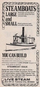 1979 Vintage Print Ad Steamboats Large and Small You Can Build Live Steam Models - Bild 1 von 2