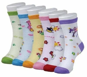 New Mixed Lot 6 Pair's Novelty Kids Infant Girls Crew Socks SZ 00-12 Mths - Picture 1 of 2