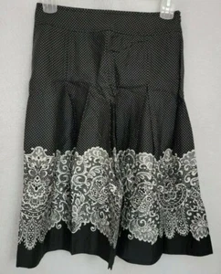 Talbots Damen Rock Größe 2 schwarz weiß gepunktet geblümt NEU - Bild 1 von 12