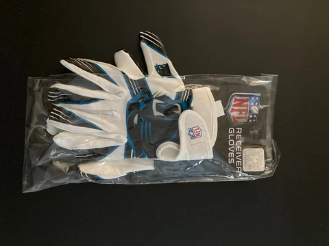 Carolina Panthers Youth Football Receiver Gloves Unisex (Franklin) (Never Used) Cover