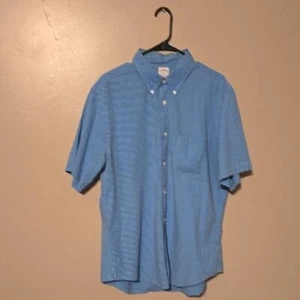 Brooks Brothers Button Down Short Sleeve Plaid Shirt Blue Mens Size XL - Imagen 1 de 4