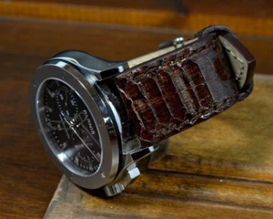 UHRENARMBAND 22 20 18 MM BRAUN BELLY ECHT AYERS SCHLANGE MA STRAP HANDMADE BAND - Picture 1 of 12