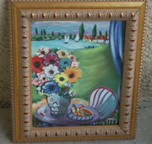 "Breakfast By The Lake" by Shlomo Alter Framed Limited Edition French Serigraph - Picture 1 of 12