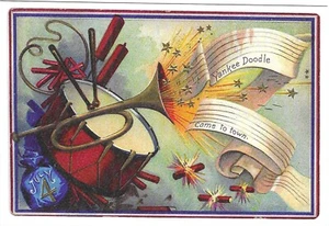 Vintage Patriotische Postkarte Retro Antik Strukturiert 4. Juli NEU NACHDRUCK - Bild 1 von 2