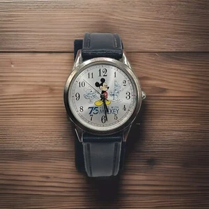 Mickey Mouse Watch 75 Years Disney SR626SW New Battery Sorcerer Silver Tone - Picture 1 of 9