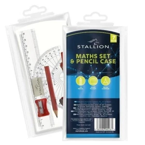 Geometry Maths Set - Protractor, Ruler, Eraser, Compass, Set squares, 15cm Ruler - Picture 1 of 2