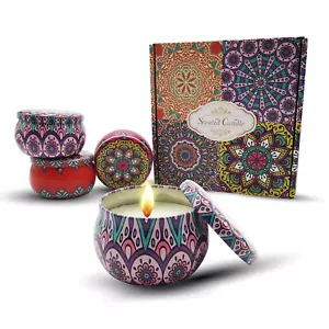 Scented Candles Gift Set 4pcs Aromatherapy Candle Pack 4.4 oz Soy Wax Gifts - Picture 1 of 15