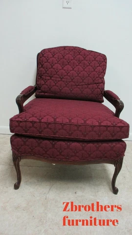 Hickory White French Country Carved Living Room Arm Lounge Chair A Cover
