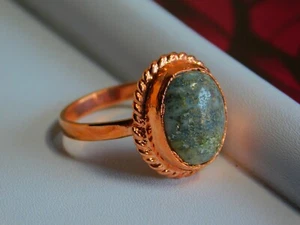 Fine Copper Designer Women's Ring Unpolished Lapis Lazuli Stone Ring US"7.25 - Picture 1 of 5