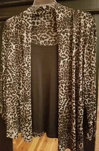 Chaqueta/camisa marrón con estampado de leopardo de una pieza para mujer (1X) - Imagen 1 de 4