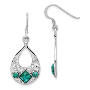 Teardrop Turquoise Dangle Earrings in Sterling Silver