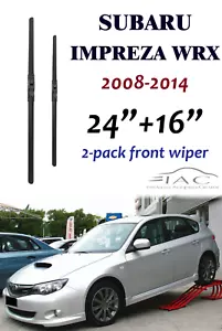 For Subaru Impreza WRX 2008-2014 24"+16" Front Windshield Wiper Blade 2 Pack - Picture 1 of 2