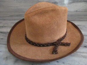 Vintage Suede Leather Outback Cowboy Hat Savoy Hats Size M Savoy Leather Co. USA - Picture 1 of 12