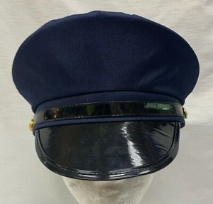 Navy Blue Chauffeur Hat Caps Limo Driver Dress Up Fancy Dress Costume Peak Hat - Picture 1 of 2