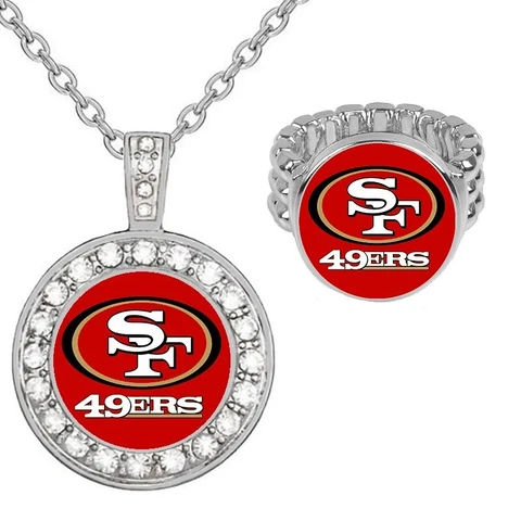 San Francisco 49ers Gift Set Womens 925 Sterling Silver Necklace With Ring D2D18 Cover