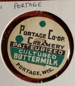Milk Bottle Cap Portage Co-op Creamery, Portage, Wisconsin lot mm12 Buttermilk  - Picture 1 of 3